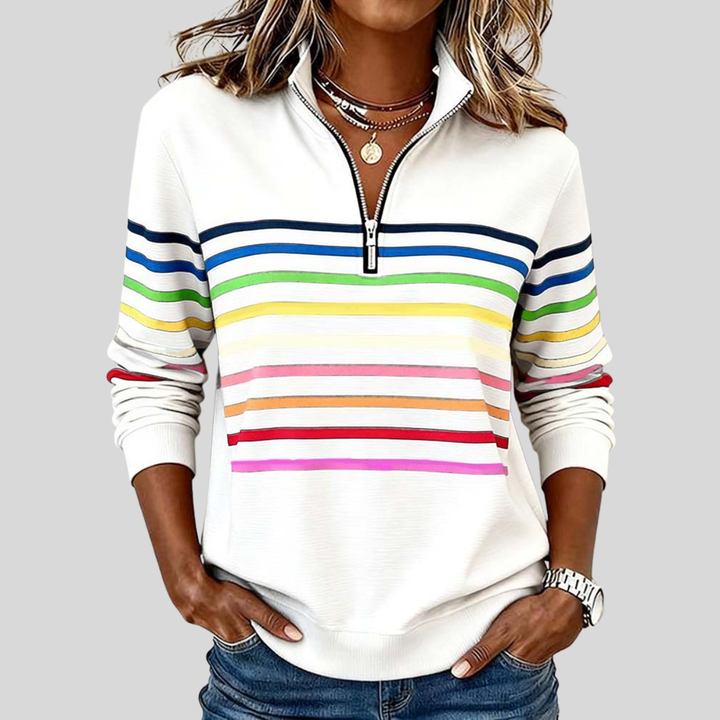 Women’s Striped Quarter-Zip Sweatshirt