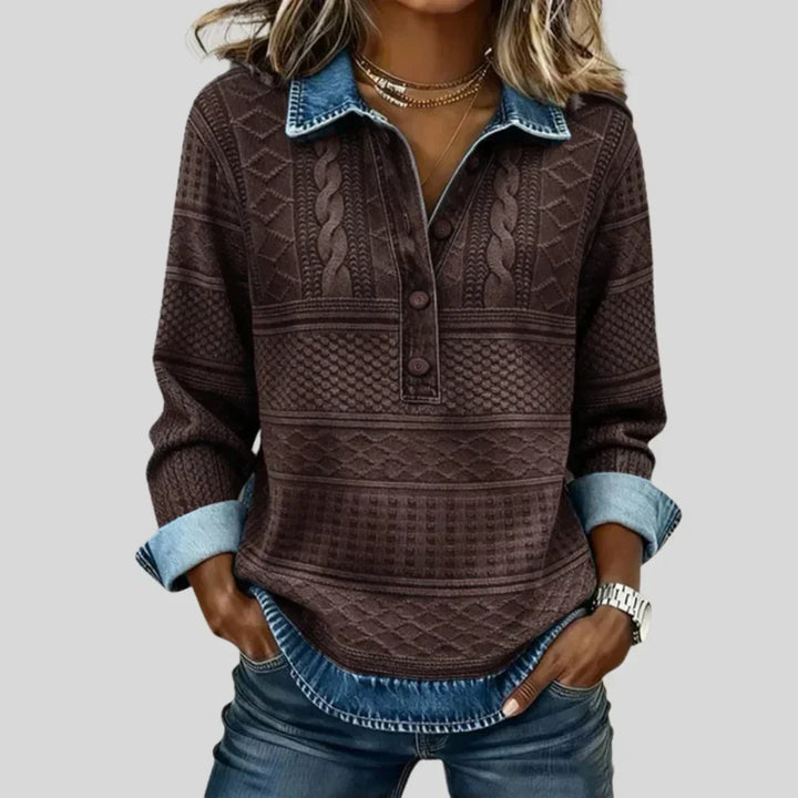Women’s Vintage Cable Knit Collared Sweater
