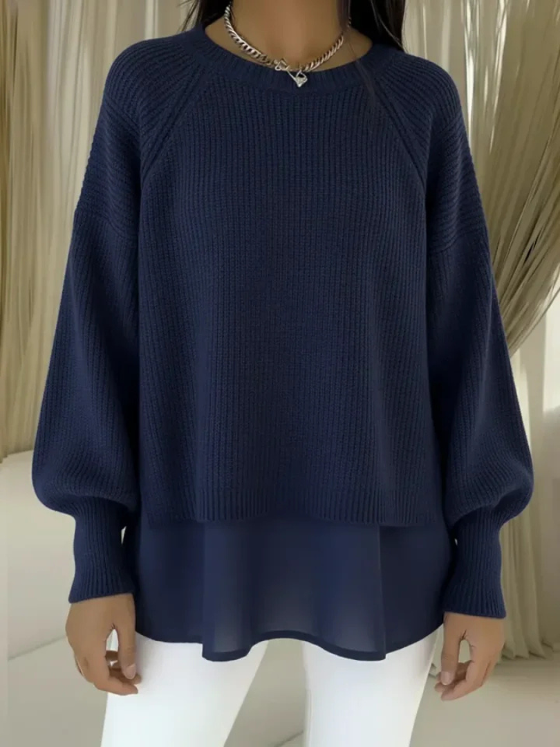 Women's Layered-Look Collared Pullover Sweater