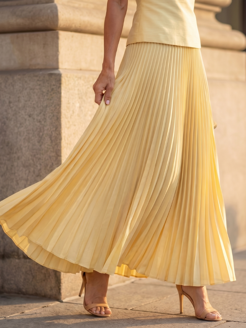 Women’s Structured Bodice Pleated Two-Piece Skirt Set