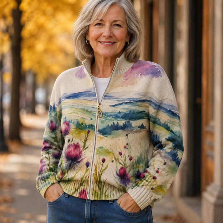 Women’s Artistic Zip Up Cardigan Sweater