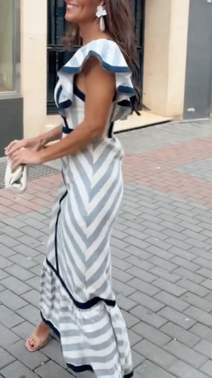 Women’s Retro Striped Maxi Dress