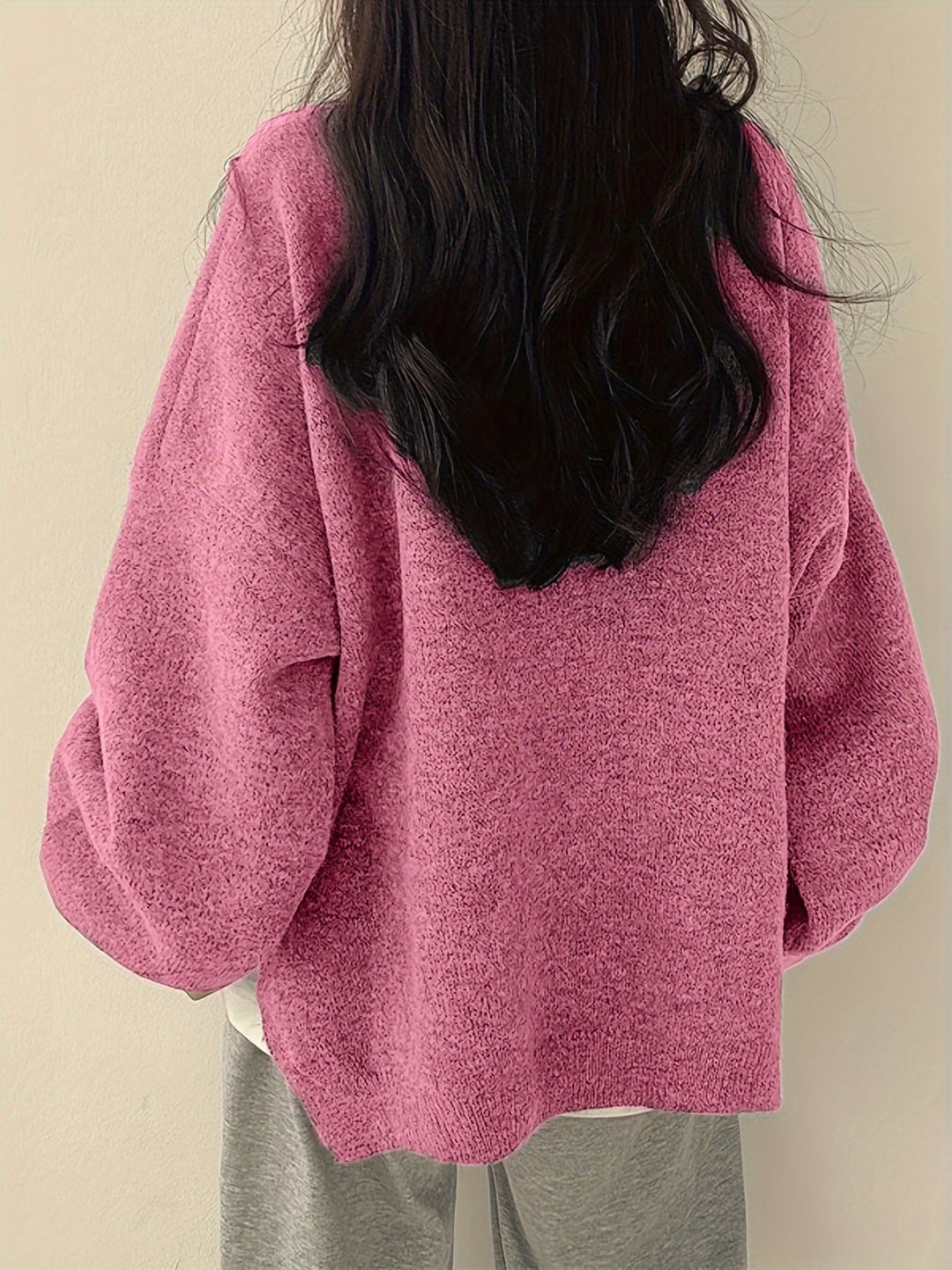 Women’s Casual Split Hem Long Sleeve Pullover Sweater