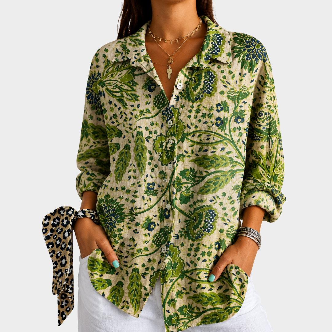 Women’s Green Floral Print Blouse