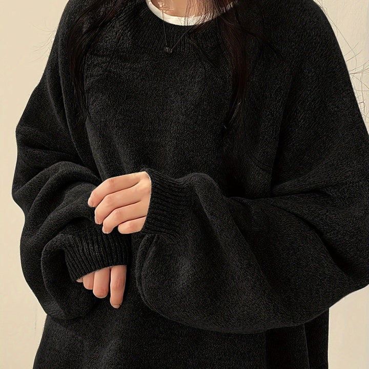 Women’s Casual Split Hem Long Sleeve Pullover Sweater
