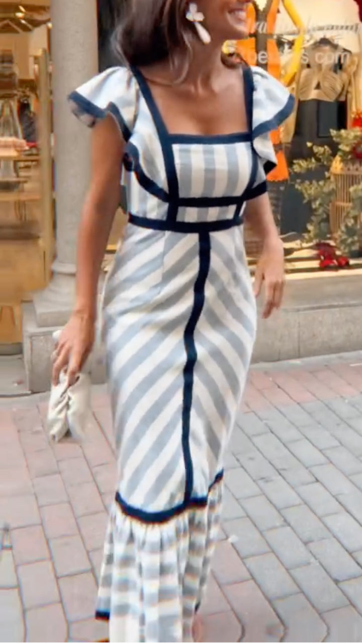Women’s Retro Striped Maxi Dress