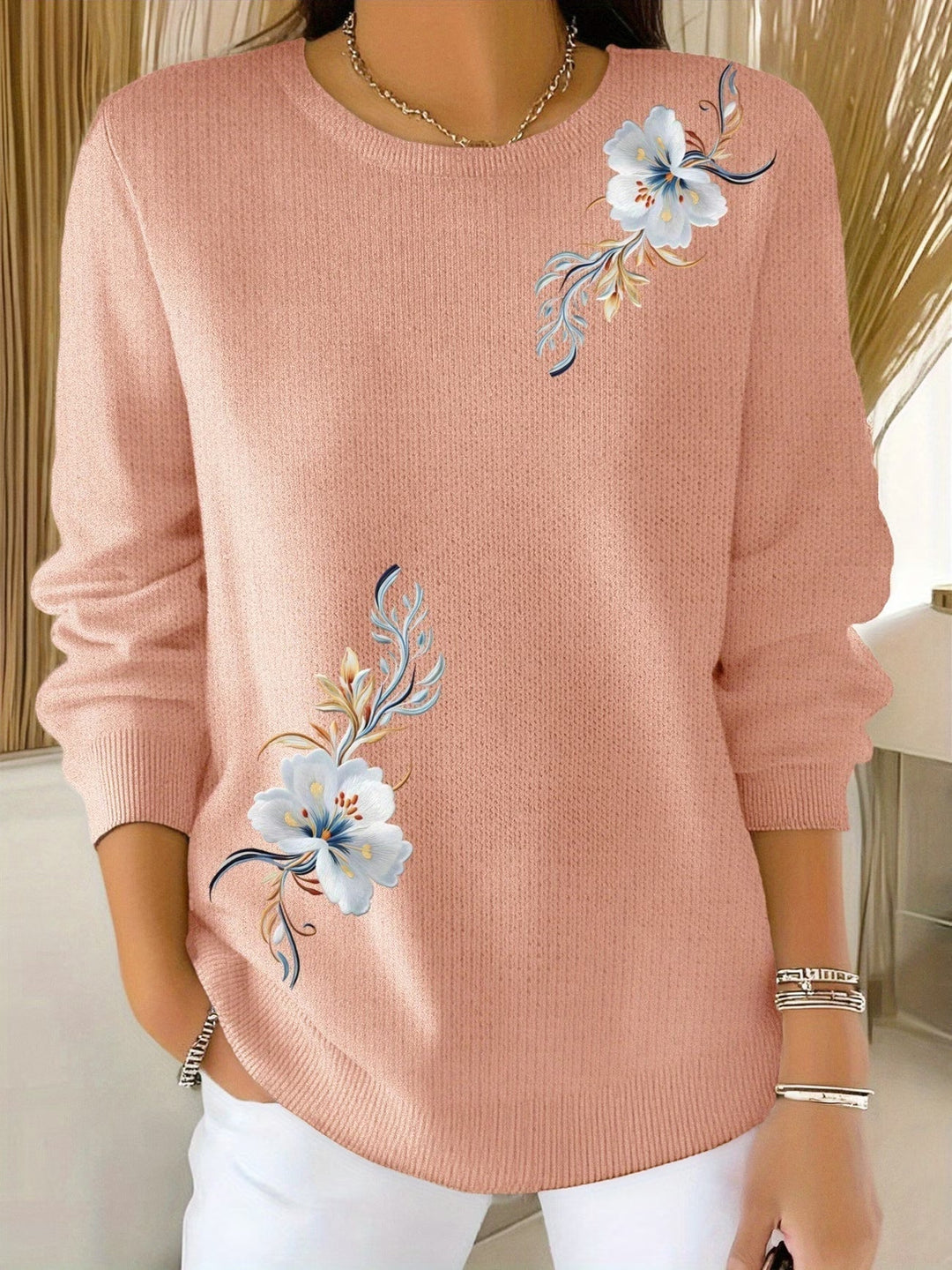 Women’s Floral Long Sleeve Pullover Sweater