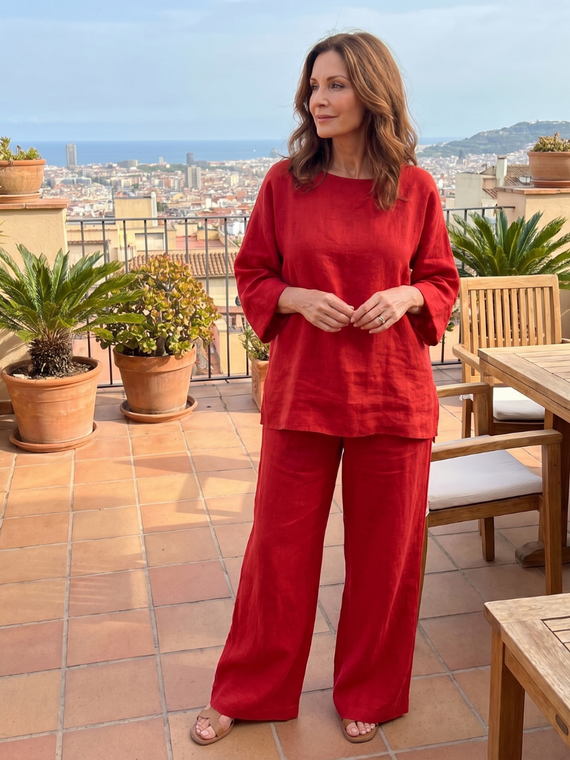 Women’s Oversized Two Piece Tunic And Wide Leg Pants Set
