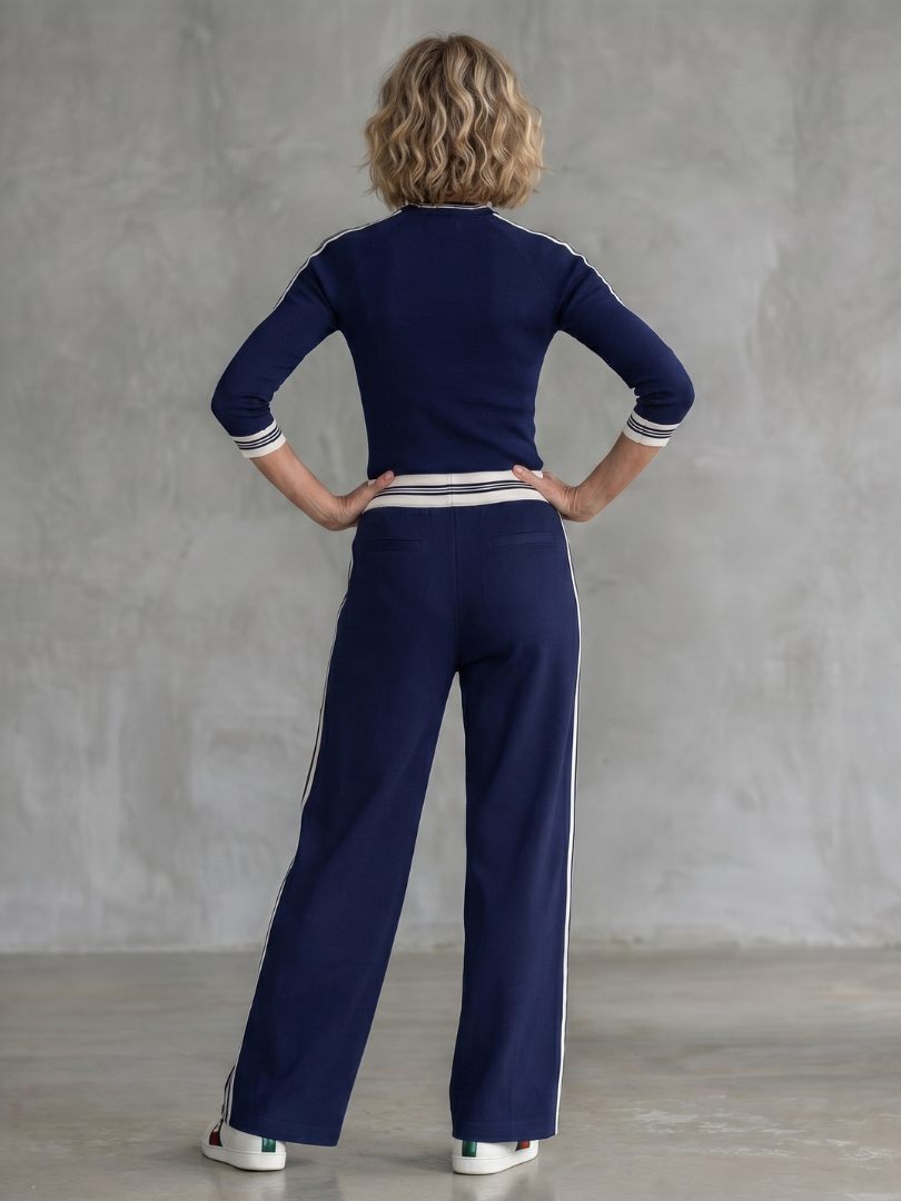 Women’s Fitted Long Sleeve Top And Wide Leg Pants Set