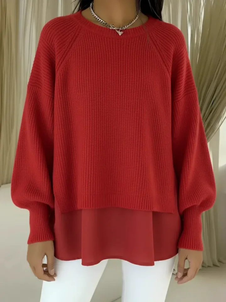 Women's Layered-Look Collared Pullover Sweater