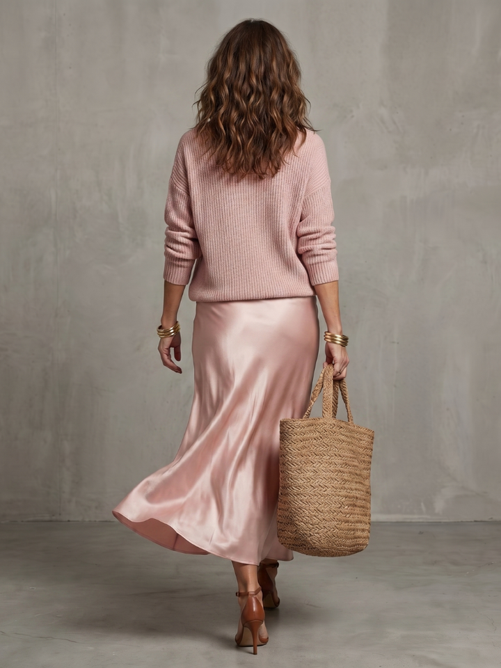 Women’s Knit Two-Piece Bias-Cut Skirt Set