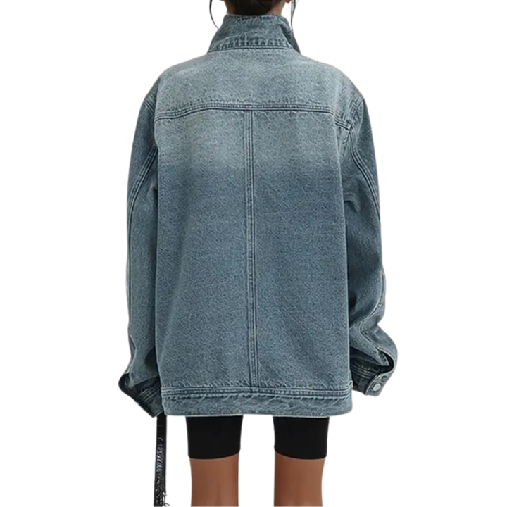 Women’s Vintage Washed High Neck Asymmetric Jacket