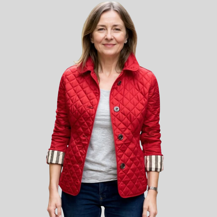 Women’s Casual Quilted Jacket With Turn-Down Collar