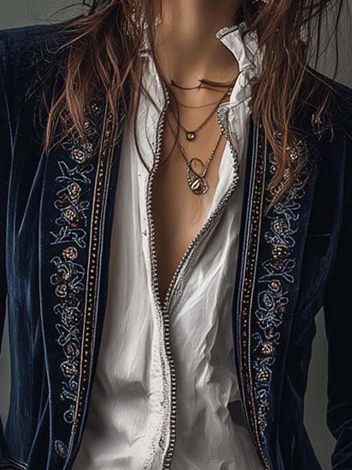 Women’s Long Vintage Embroidered Jacket