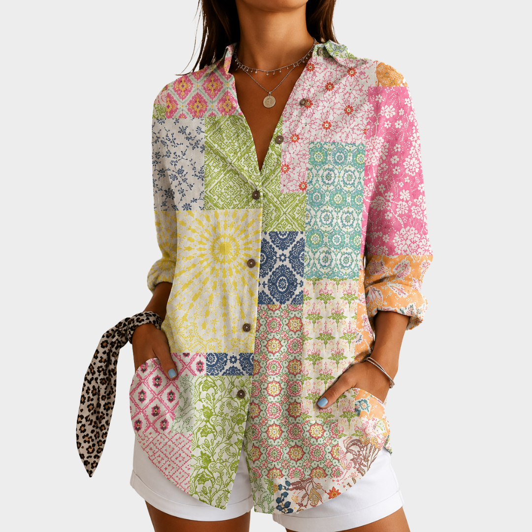 Women’s Patchwork Print Blouse