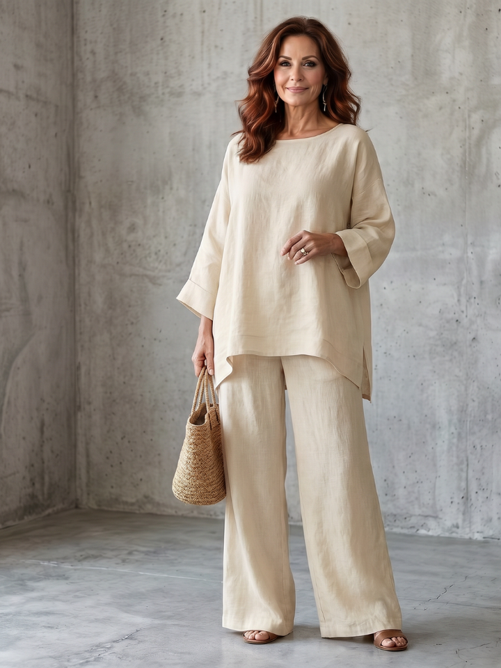 Women’s Oversized Two Piece Tunic And Wide Leg Pants Set