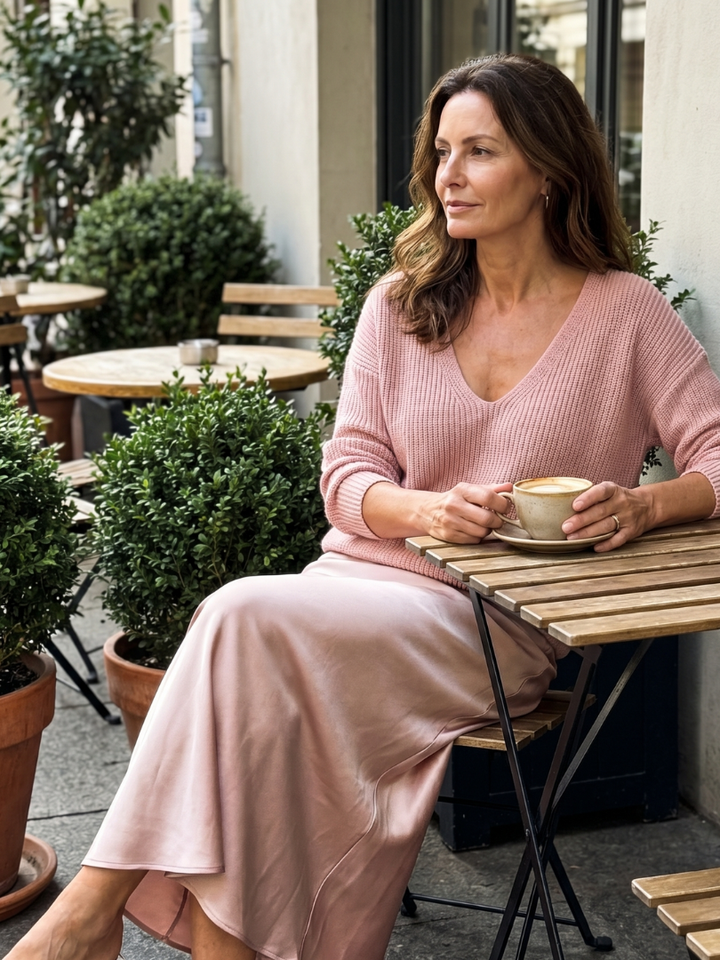 Women’s Knit Two-Piece Bias-Cut Skirt Set