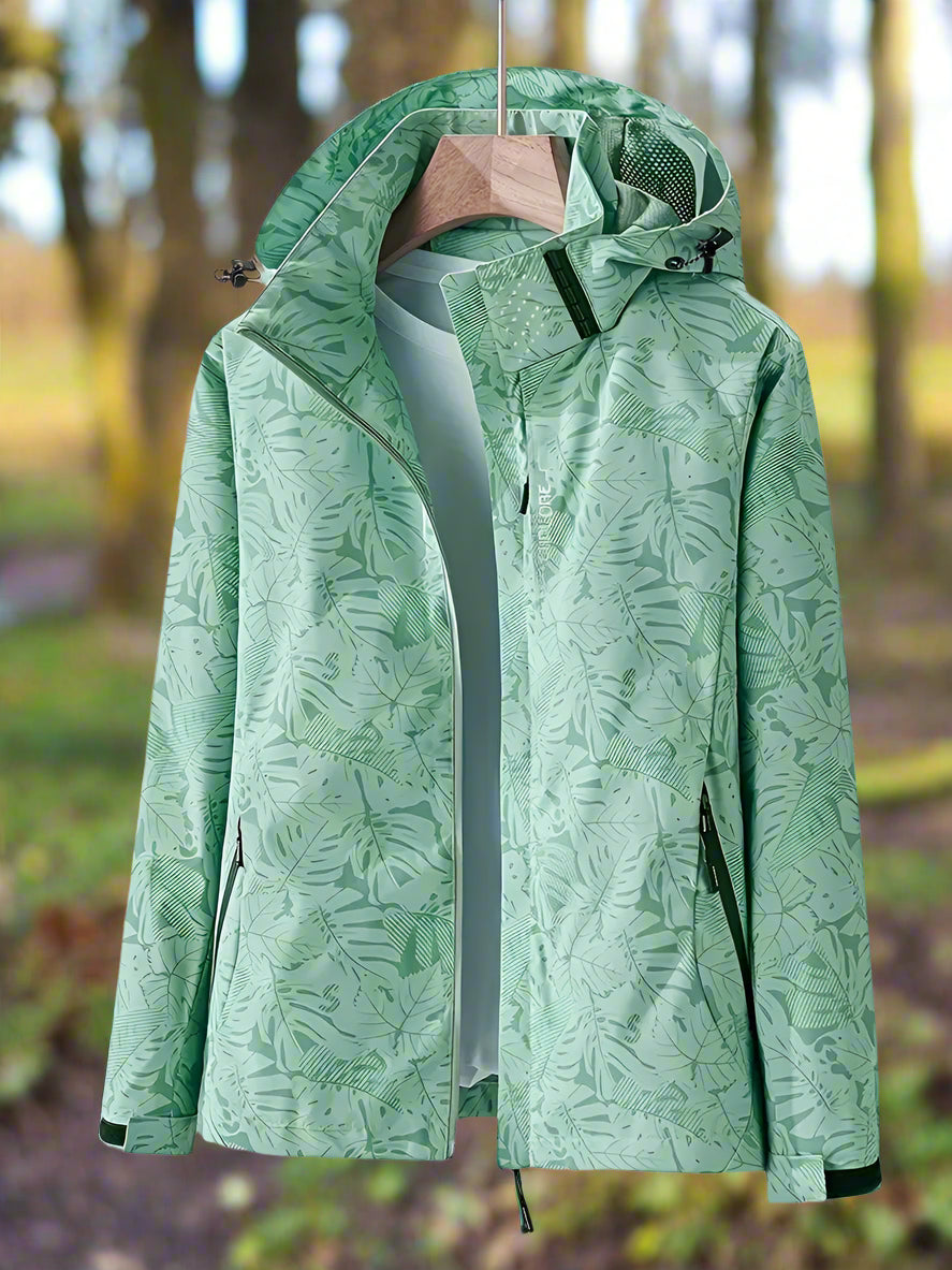 Women’s Leaf Print Lightweight Windbreaker Jacket