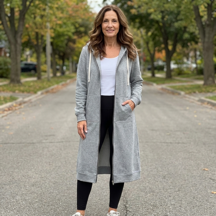 Women’s Relaxed Zip-Up Longline Cardigan