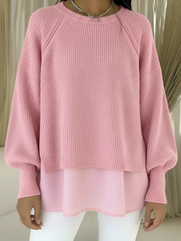 Women's Layered-Look Collared Pullover Sweater