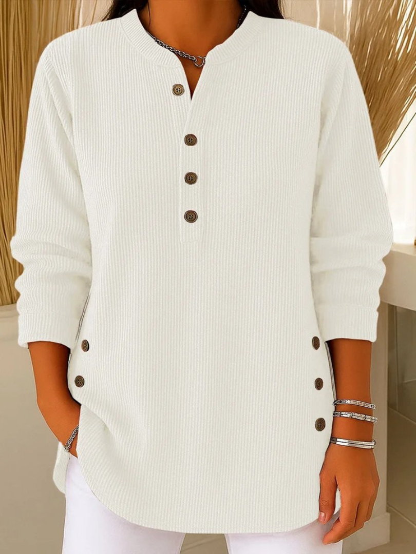 Women's Button Front Long Sleeve Henley Tunic
