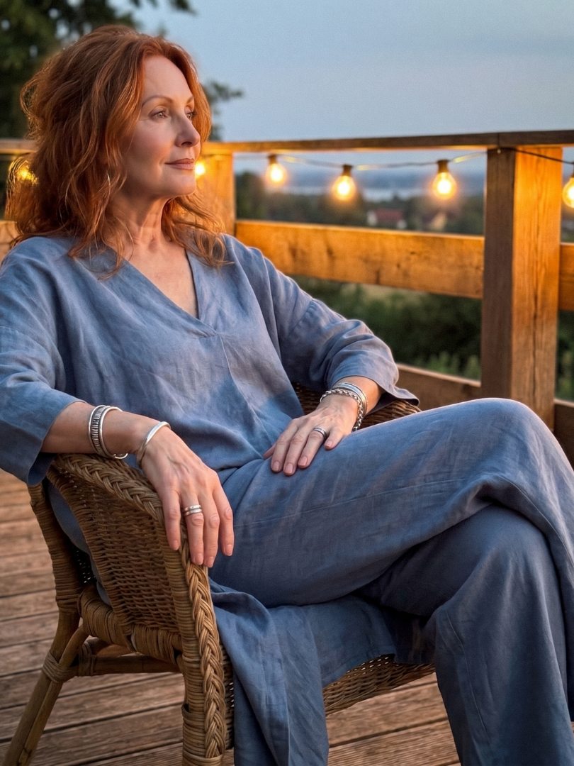 Women’s Loose Two Piece Tunic Top And Wide Leg Pants Set