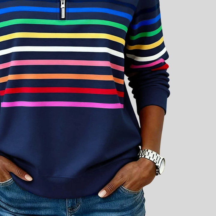Women’s Striped Quarter-Zip Sweatshirt