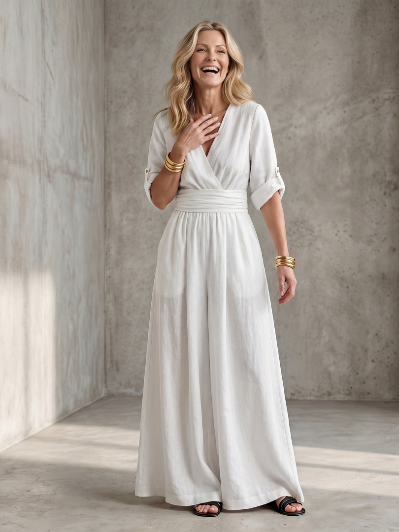 Women’s Cross Front Wide Leg Jumpsuit