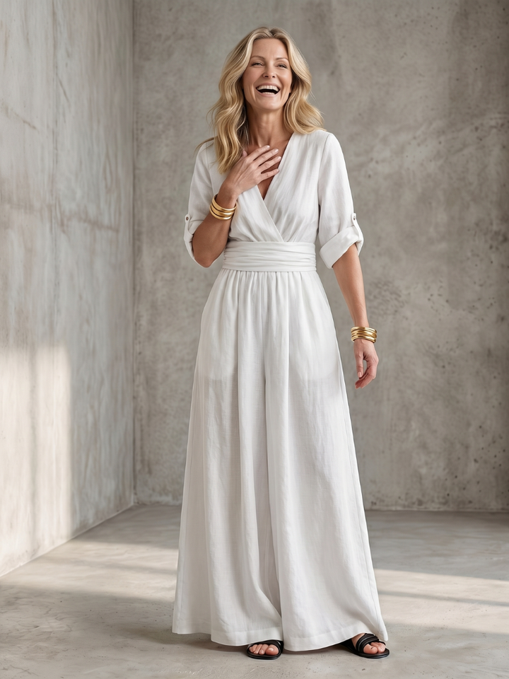 Women’s Cross Front Wide Leg Jumpsuit