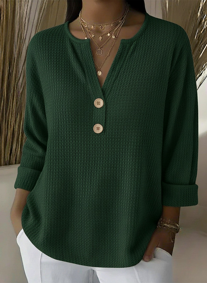 Women's Button Front Long Sleeve Henley Top