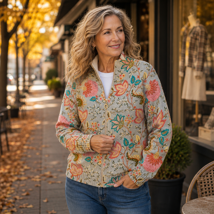 Women’s Vintage Floral Zip Up Cardigan