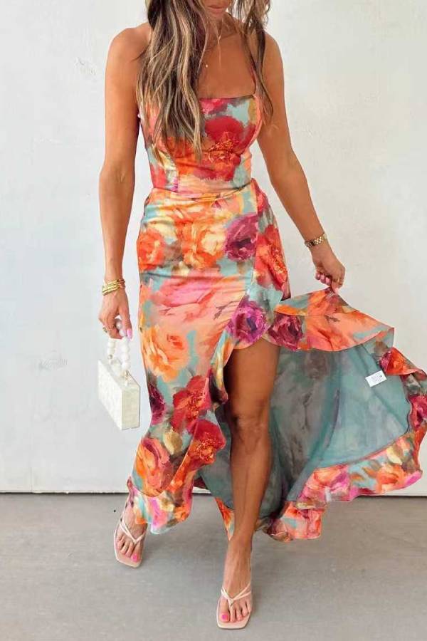 Women’s Floral Backless Maxi Dress