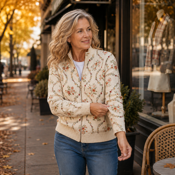 Women’s Lightweight Floral Zip Up Cardigan