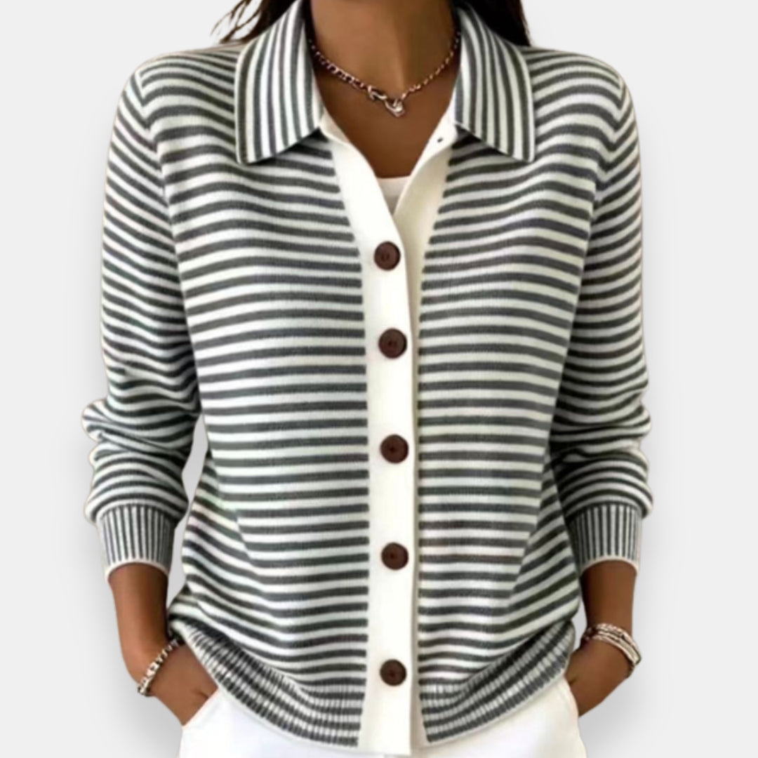 Women’s Striped Button-Up Cardigan