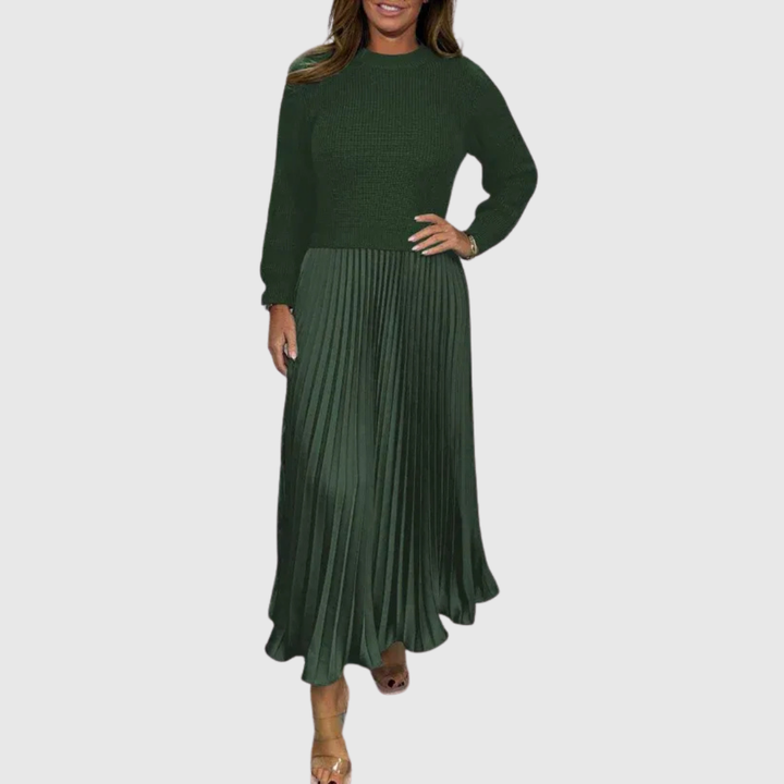 Women’s Two Piece Pleated Maxi Dress And Sweater Set