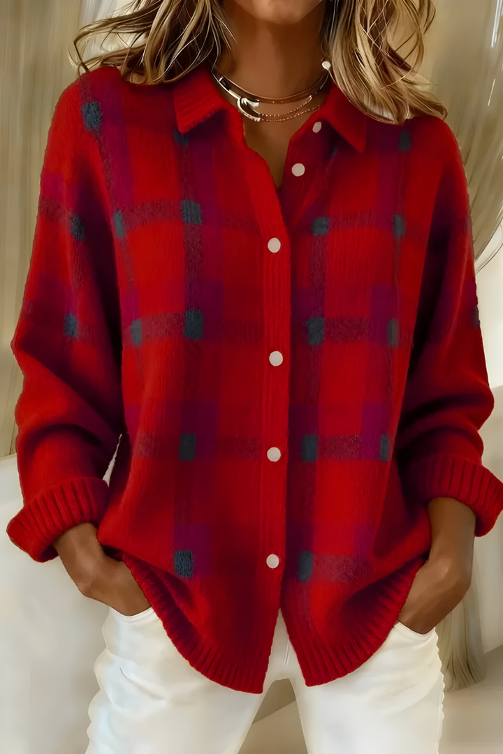 Women’s Plaid Knit Cardigan