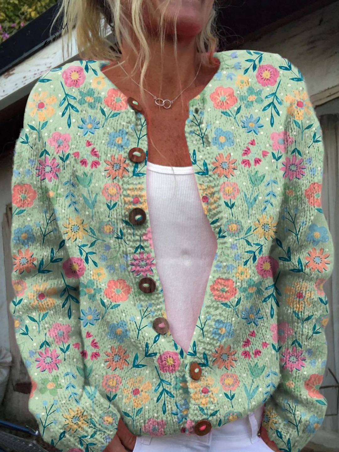 Women’s Floral Print Button Front Cardigan