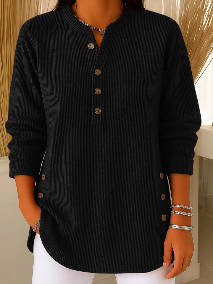 Women's Button Front Long Sleeve Henley Tunic