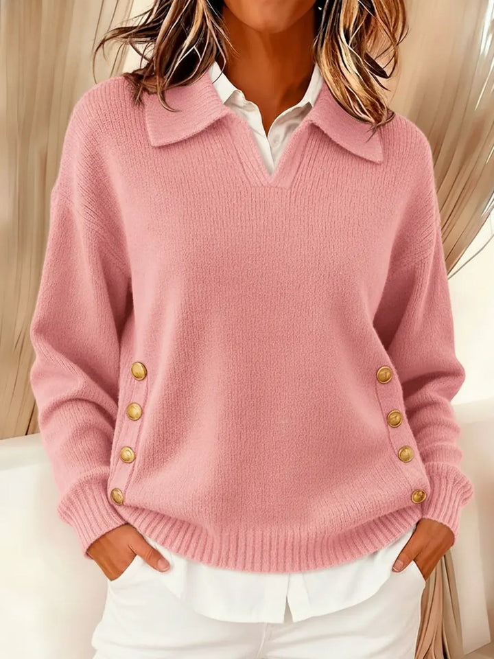 Women's Collared V-Neck Pullover Sweater