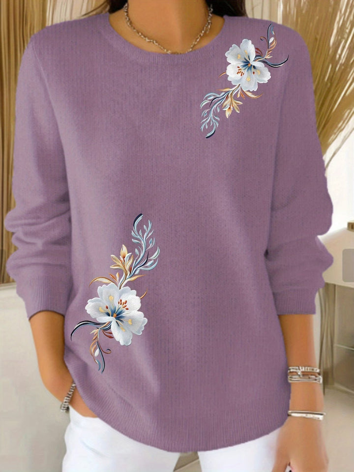 Women’s Floral Long Sleeve Pullover Sweater