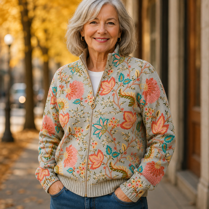 Women’s Vintage Floral Zip Up Cardigan