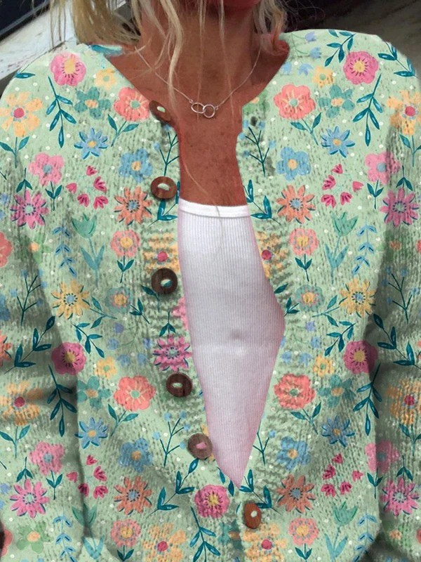 Women’s Floral Print Button Front Cardigan