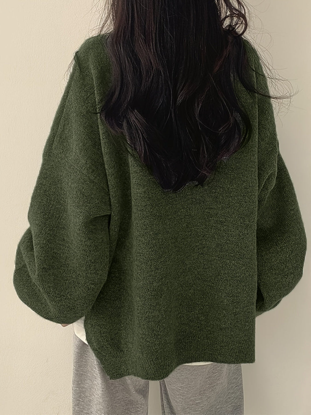 Women’s Casual Split Hem Long Sleeve Pullover Sweater