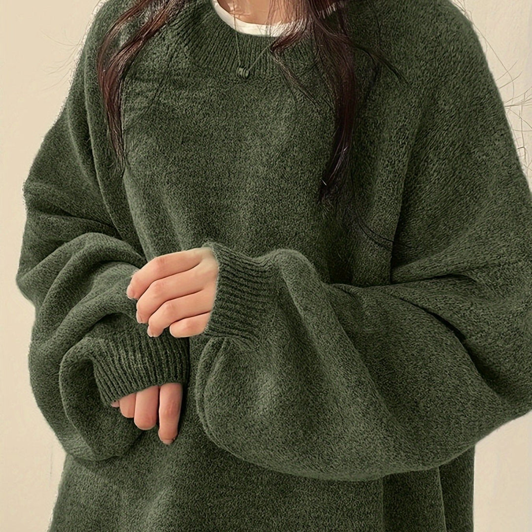 Women’s Casual Split Hem Long Sleeve Pullover Sweater