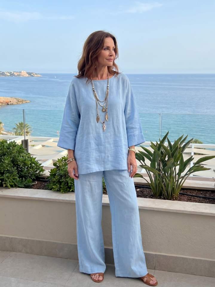 Women’s Oversized Two Piece Tunic And Wide Leg Pants Set