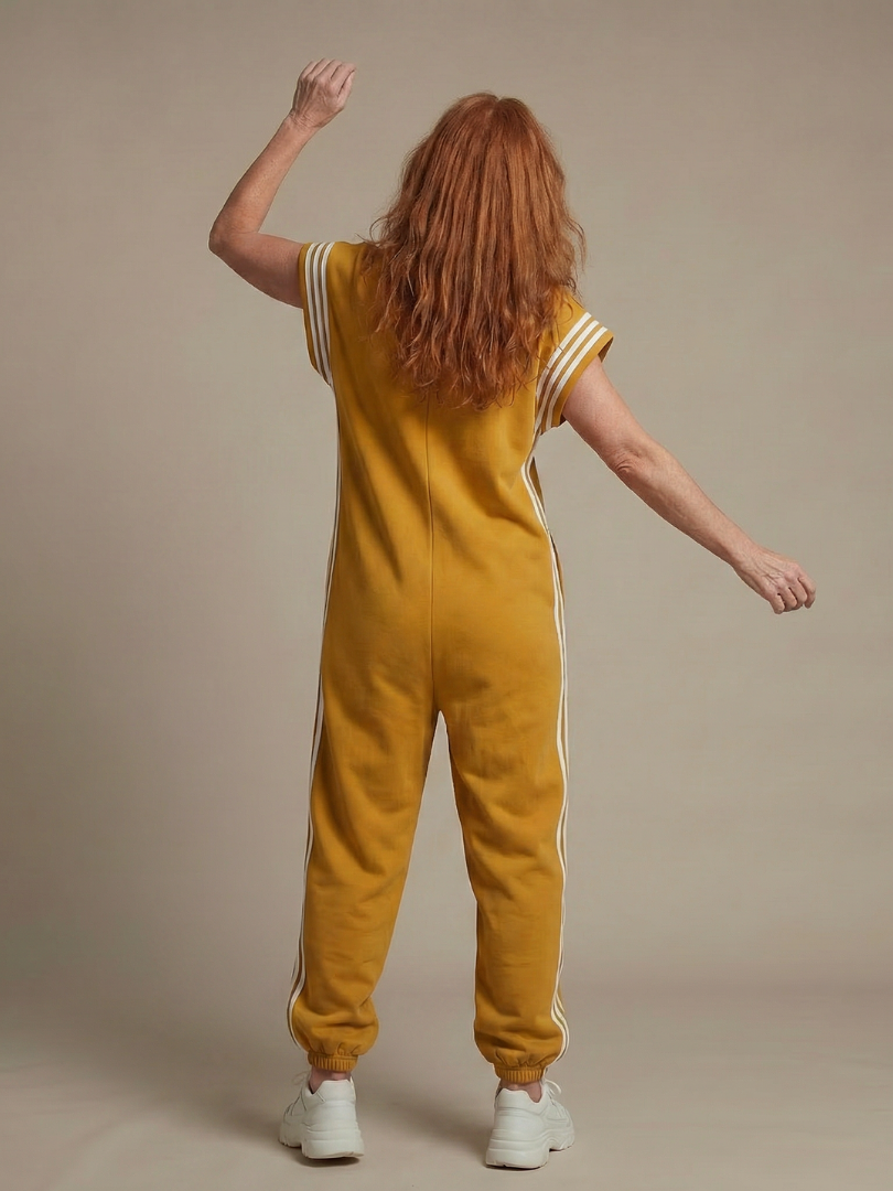 Women’s Zip Front Striped Panel Jumpsuit