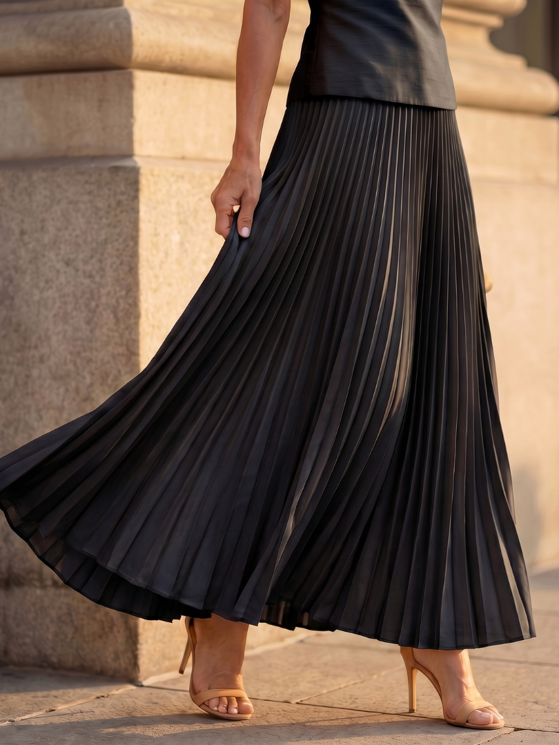 Women’s Structured Bodice Pleated Two-Piece Skirt Set
