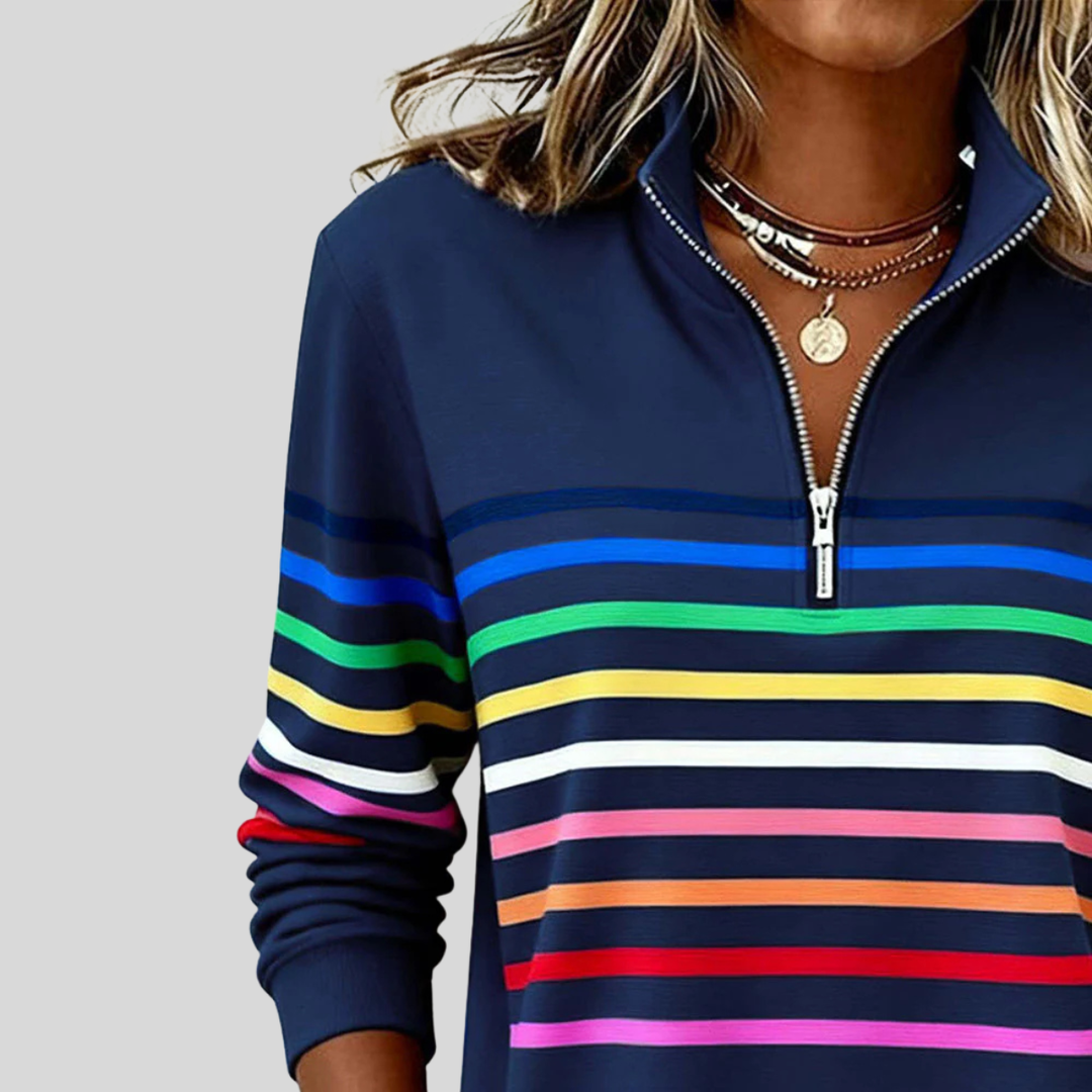 Women’s Striped Quarter-Zip Sweatshirt