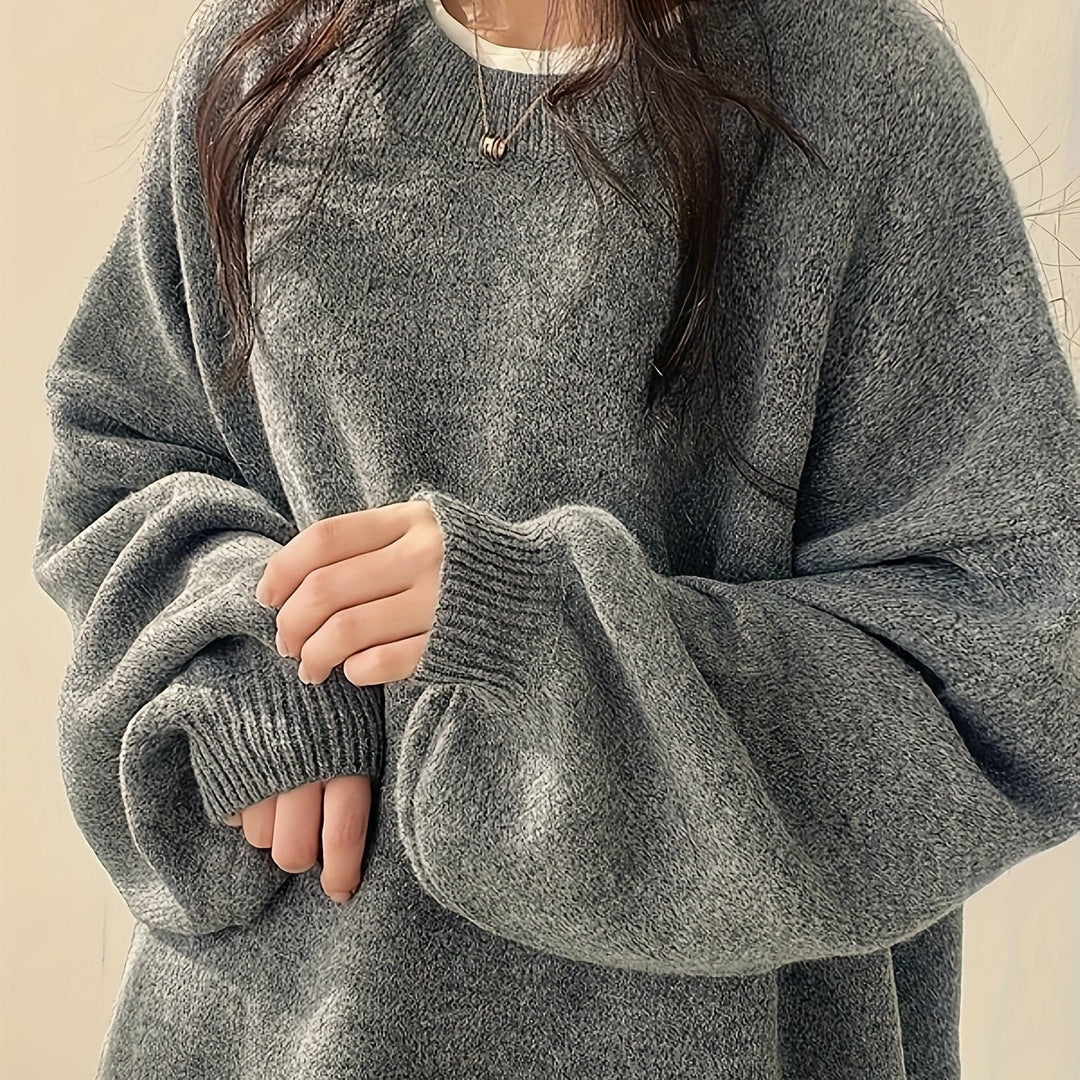 Women’s Casual Split Hem Long Sleeve Pullover Sweater