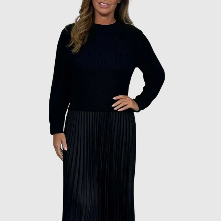Women’s Two Piece Pleated Maxi Dress And Sweater Set
